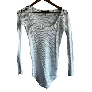 Women's Isabel Marant White Crochet Knit Long Sleeve Top